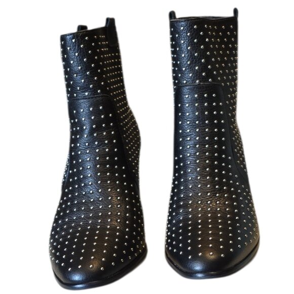 Size 9 Rebecca Minkoff Sierra Black Leather Silver Stud Accent Pull-On Booties - Picture 4 of 10